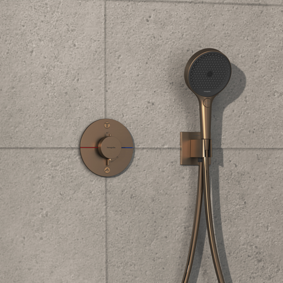 Hansgrohe Showerselect Comfort S inbouw thermostaat 2 uitgangen brushed bronze