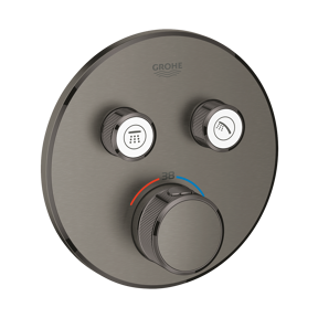 Grohe Grohtherm SmartControl Round Thermostat-Duscharmatur: Unterputz, für 2 Verbraucher, Brushed Hard Graphite