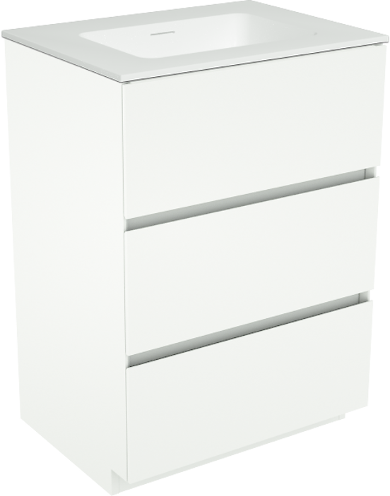 Storke Edge staand badkamermeubel 60 x 46 cm mat wit met Mata enkele wastafel in solid surface mat wit