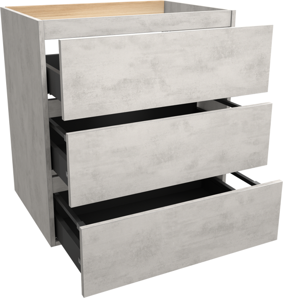 Balmani Lucida meuble sous-lavabo a poser 75 x 55 cm béton gris argent 3 tiroirs