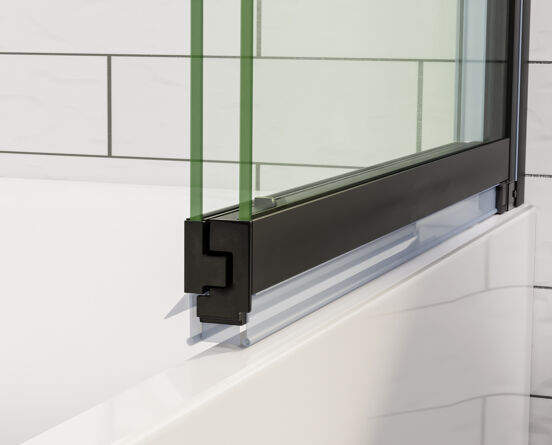 Luca Varess Vetras uitschuifbare badwand 100 cm helder glas mat zwart profiel