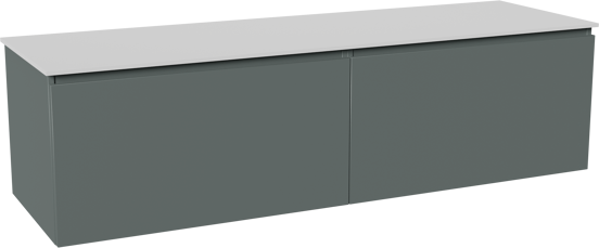 Balmani Sfera hängendes Möbelstück Set: 180 x 55 cm, Forest, mit Stretto Einzel- oder Doppel Waschtischplatte, Solid Surface Weiß matt