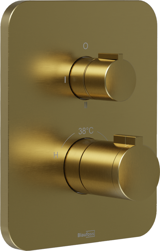 Blaufoss Smartbox Softline thermostatische inbouw douchekraan 2 functies Brushed Gold incl. inbouwelement