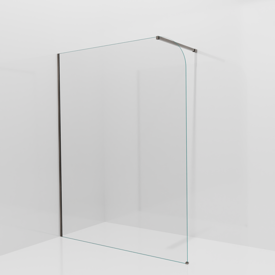 Balmani Modular inloopdouche: 160 x 200 cm, Helder glas afgerond met coating, Brushed GunMetal profielen