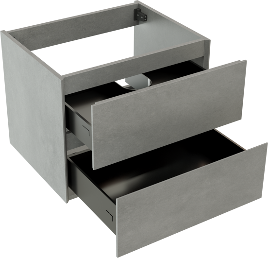 Storke Edge meuble sous-vasque suspendu 65 x 52 cm béton gris foncé 2 tiroirs