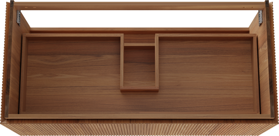 Balmani Eclips meuble sous-lavabo suspendu 120 x 55 cm Teck 2 tiroirs Nervure sym. vert.