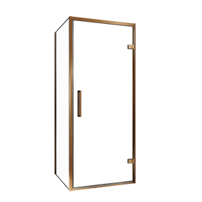 Balmani Senses Design douchehoek met rechtse draaideur en vaste zijwand, 90 x 100 cm, Helder glas, Brushed Rosegold profielen