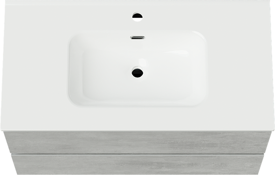 Linie Lado meuble salle de bains suspendu 90 x 46 cm béton gris foncé avec Baro plan simple en porcelaine blanc brillant