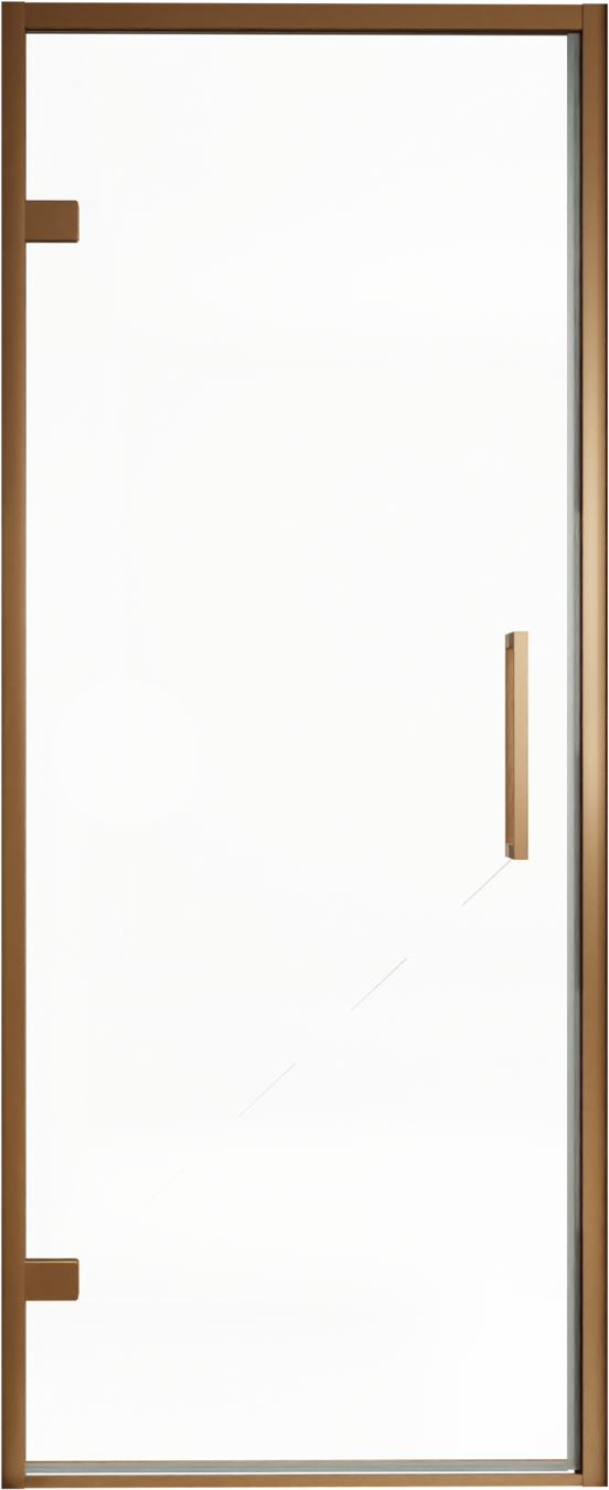 Balmani Senses Design douche draaideur links 90 cm x 210 cm Helder glas, Brushed Rosegold profielen, met coating