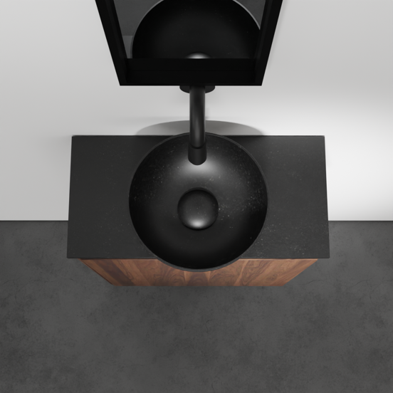 Balmani Mitra meuble wc suspendu 42 x 21 cm noyer américain avec Facetta tablette et Bari vaque à poser en granite aiguisé