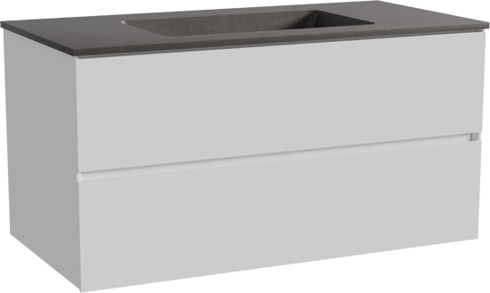 Storke Edge meuble salle de bains suspendu 105 x 52 cm blanc brillant avec Scuro plan simple en quartz noir mat
