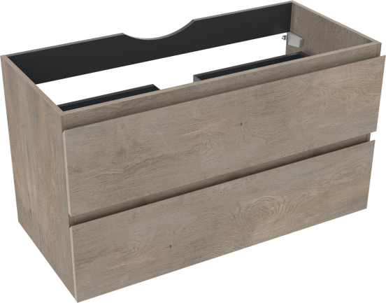 Linie Lado meuble sous-vasque suspendu 100 x 46 cm chêne gris 2 tiroirs