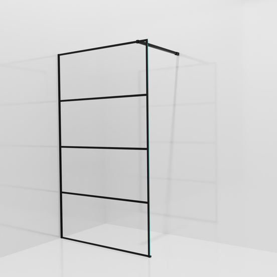 Balmani Modular Walk-In Dusche: 120 x 200 cm, Lined, inklusive Coating, Profil Schwarz matt