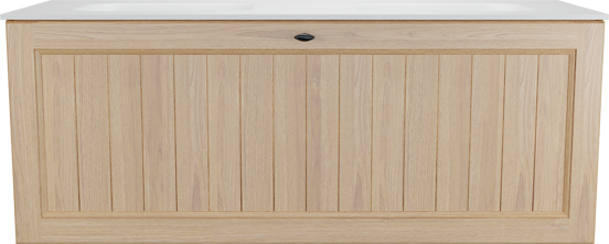 Balmani Lemon meuble salle de bains suspendu 135 x 55 cm, placage chêne naturel avec Tablo Arcato double vasque en blanc mat
