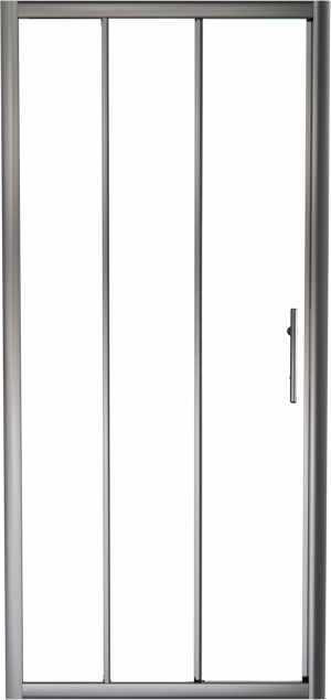 Linie Cadiz dreiteilige Dusche Schiebetür 90 cm x 190 cm Klarglas gebürstet Chrom Profil