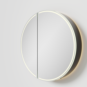 Balmani Mara spiegelkast Rond Ø 80 mat zwart met spiegelverlichting en anti-damp