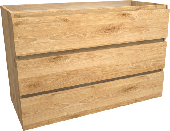 Balmani Lucida stehender Waschbeckenunterschrank: 120 x 55 cm, Eiche rustikal, 3 Schubladen