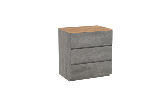 Storke Edge staand badkamermeubel 75 x 52 cm beton donkergrijs met Panton enkel tablet in melamine ruwe eik