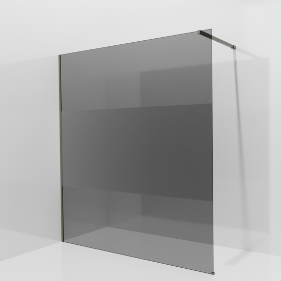 Balmani Modular inloopdouche: 180 x 200 cm, Rookglas met matte strook met coating, Steengrijs profielen