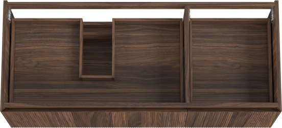 Balmani Fila hängender Waschbeckenunterschrank: 135 x 55 cm, asymmetrisch links, Nussbaum, Furnierholz, 4 Schubladen