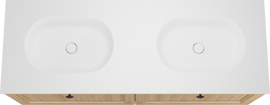 Balmani Lemon meuble salle de bains suspendu 150 x 55 cm, plaqué chêne naturel avec Tablo Oval double vasque en blanc mat