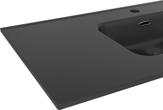 Linie Baro plan simple porcelaine noir mat 100 x 46 cm