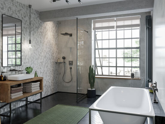 Hansgrohe Metropol standard Badewannenarmatur brushed black chrome