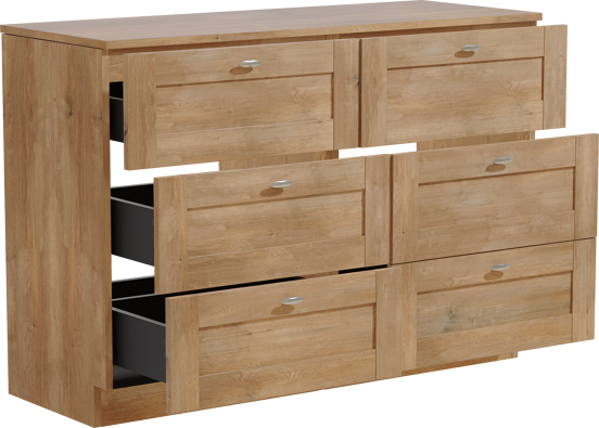 Linie Classo meuble salle de bains à poser 120 x 46 cm chêne naturel avec Lado tablette simple ou double en mélaminé chêne naturel