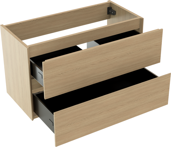 Storke Edge zwevende wastafelonderkast 80 x 40 cm naturel eiken 2 lades