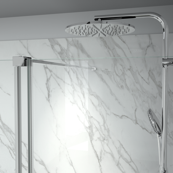 Balmani Move Slide Walk-In Dusche: Schiebewand, 100 x 200 cm, Klarglas, Chrom Profil