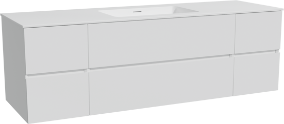 Storke Edge meuble salle de bains suspendu 165 x 52 cm blanc brillant avec Mata plan simple en solid surface blanc mat
