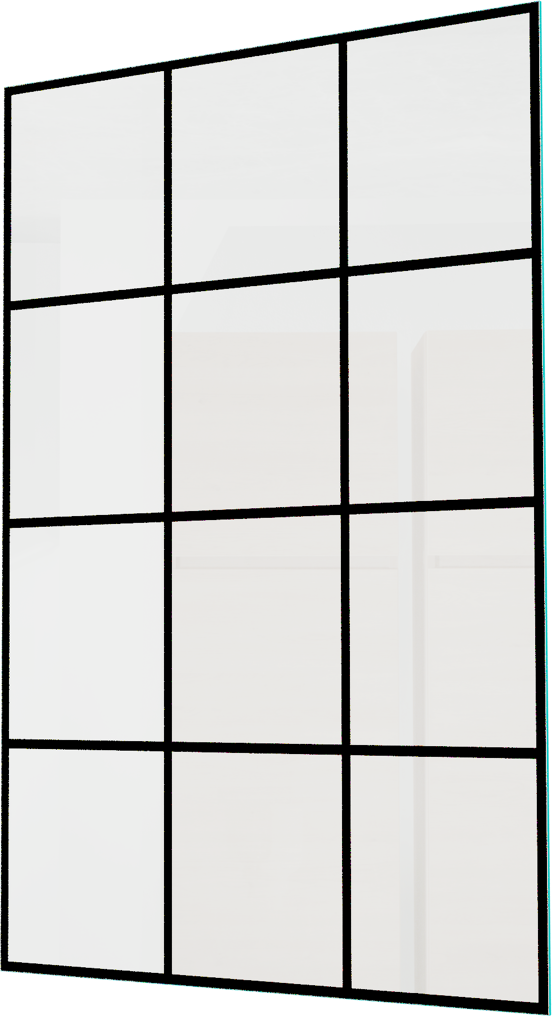 Balmani Modular inloopdouche 140 x 200 cm grid glas mat zwart profiel