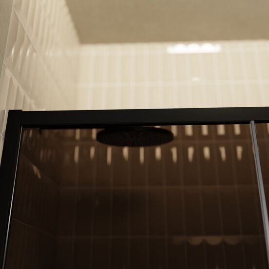 Balmani Senses Design Dusche Schiebetür, umkehrbar, 140 cm x 210 cm, Bronze Glas, Profil Schwarz