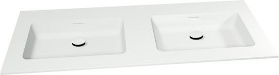 Storke Mata dubbele wastafel matte solid surface 130 x 52 cm, crepine inbegrepen