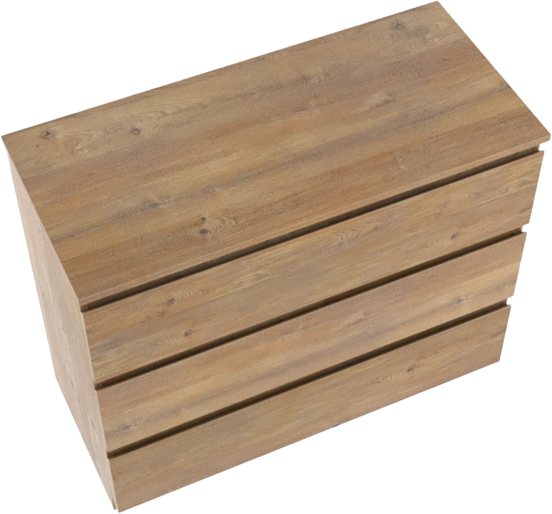 Linie Lado staand badmeubel 100 x 46 cm naturel eiken met Lado enkel of dubbel wastafelblad in melamine naturel eiken