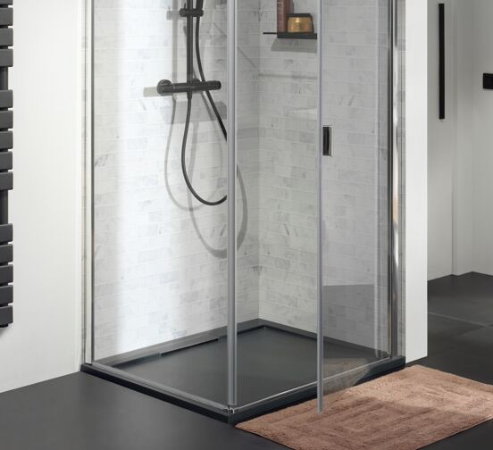 Balmani Indus receveur de douche 90 x 90 cm marbre composite gris graphite texture ardoise