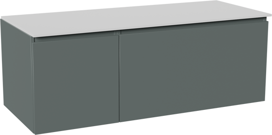 Balmani Sfera hängendes Möbelstück Set: 135 x 55 cm, Forest, mit Stretto Einzel- oder Doppel Waschtischplatte, Solid Surface Weiß matt