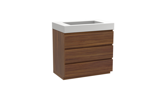 Balmani Lucida meuble salle de bains à poser 90 x 55 cm noyer américain avec Modus plan simple en solid surface blanc mat