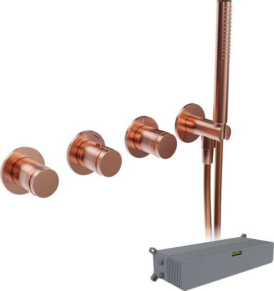 Blaufoss Pavilion Thermostat-Duscharmatur: Unterputz, Brushed Rosegold, Einbauelement inklusive
