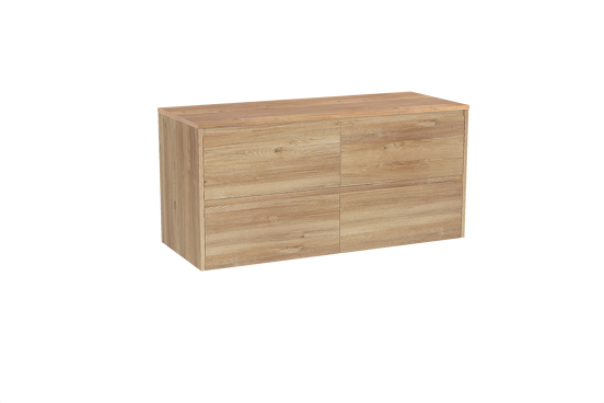 Storke Seda hängendes Möbelstück Set: 130 x 52 cm, Rohe Eiche, mit Panton Einzel- oder Doppel Waschtischplatte, Melamin Rohe Eiche