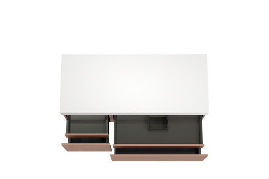 Balmani Sfera meuble salle de bains suspendu 135 x 55 cm cotto avec Dominus tablette simple ou double en solid surface blanc mat