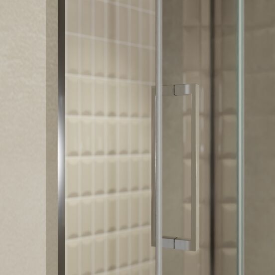 Balmani Senses Design porte pivotante à droite 140 cm x 210 cm verre Miroir Reflex, Profil chrome, coating inclus