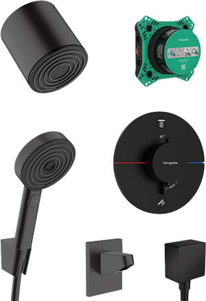 Hansgrohe Showerselect Comfort S thermostatische kraan Inbouw regendoucheset met regendouchekop 10.5cm mat zwart