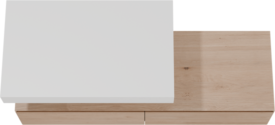 Balmani Mitra Elements meuble salle de bains suspendu 150 x 55 cm chêne naturel avec Modus tablette simple 90 cm en solid surface blanc mat