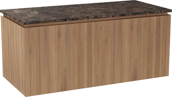 Balmani Eclips meuble salle de bains suspendu 120 x 55 cm Teck avec Stretto tablette simple ou double en Dark Emperador marbre