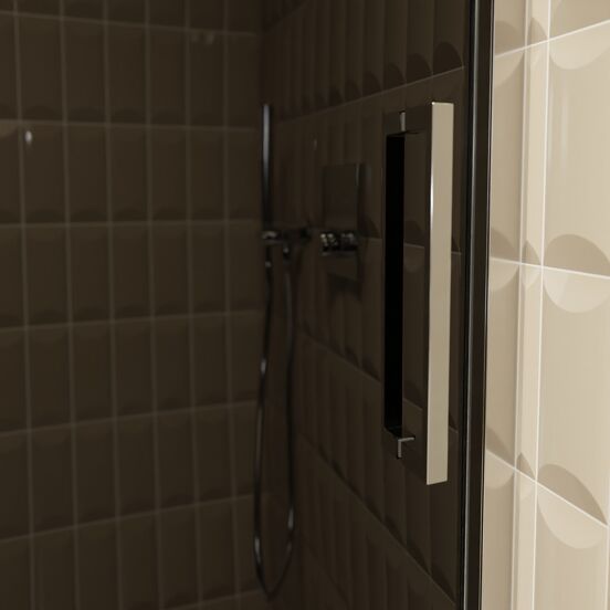 Balmani Senses Design douche schuifdeur omkeerbaar 140 cm x 210 cm Rookglas, Chroom profielen