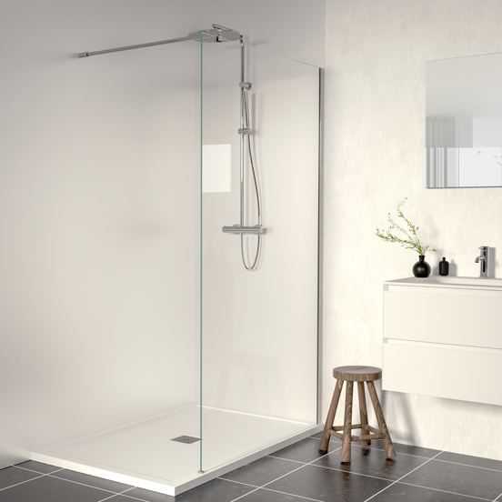 Linie Walk-In inloopdouche 140 x 200 cm helder glas glanzend chroom profiel