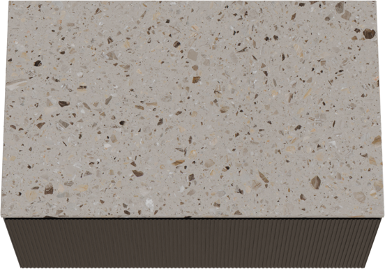 Balmani Fila zwevend badkamermeubel 90 x 55 cm zwarte eik met Stretto enkel tablet in terrazzo greige terrazzo, Verticale symmetrische rechte ribbel