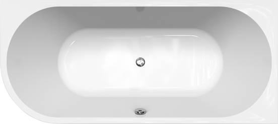 Linie Paulo baignoire d'angle droite duo 180 x 80 cm acrylique blanc brillant
