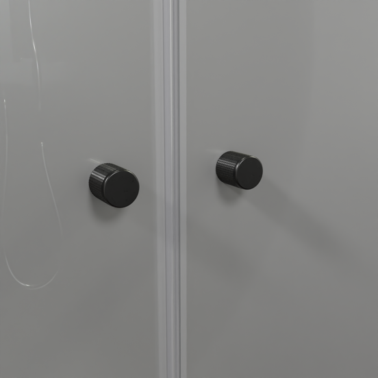 Luca Varess Kuresa douche pendeldeur 80 x 200 cm helder glas met matte strook mat zwart profiel